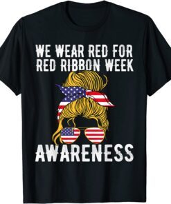 We Wear red For Red Ribbon Week Us Flag Tee Shirt