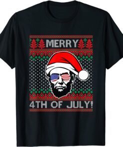 Abraham Lincoln 4th Of July Merica USA Flag Christmas Ugly Tee Shirt