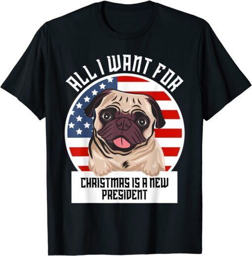 All I Want For Christmas Is A New President American Flag Tee Shirt