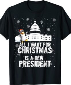 All I Want For Christmas Is A New President Penguin Ugly Christmas Tee Shirt