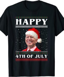 Anti-Biden Happy 4th of July Biden Santa Ugly Christmas Tee Shirt