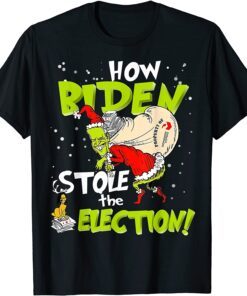 Anti-Biden How Biden Stole The Election Christmas Tee Shirt