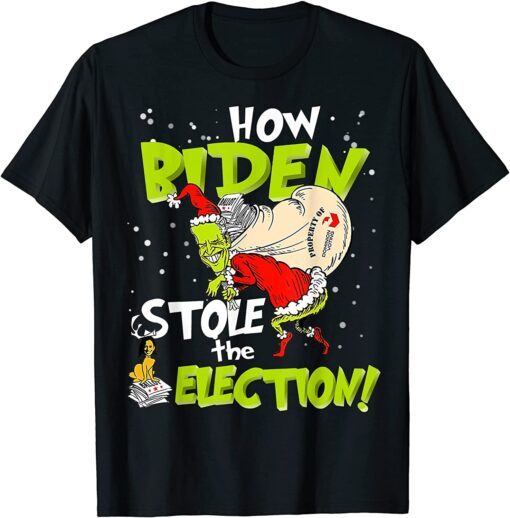 Anti-Biden How Biden Stole The Election Christmas Tee Shirt