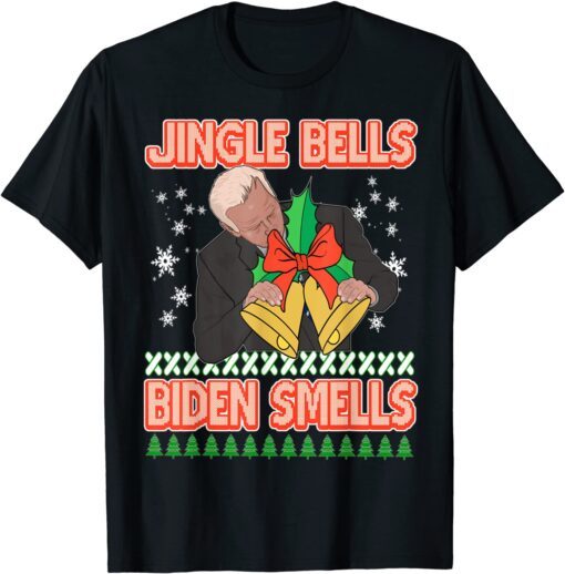 Anti Biden Ugly Christmas Sweater Republican Biden Smells Tee Shirt