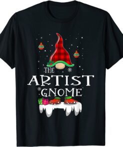 Artist Gnome Buffalo Plaid Matching Family Christmas Pajama Tee Shirt