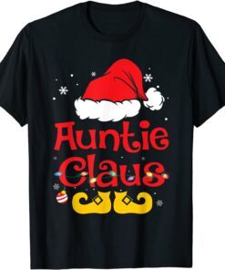 Auntie Claus Christmas Pajama Family Matching Xmas Tee Shirt