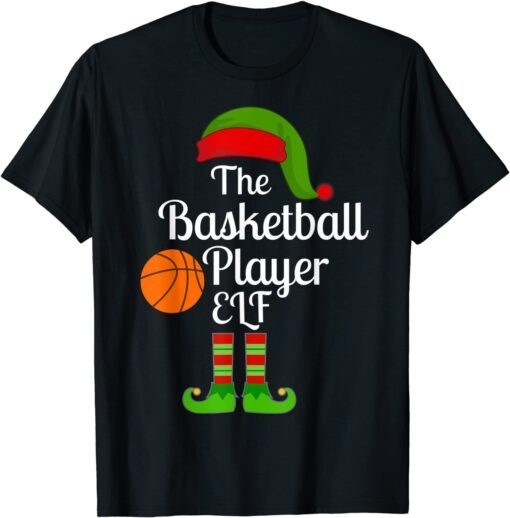 Basketball Player Elf Matching Family Christmas Pajama Tee Shirt