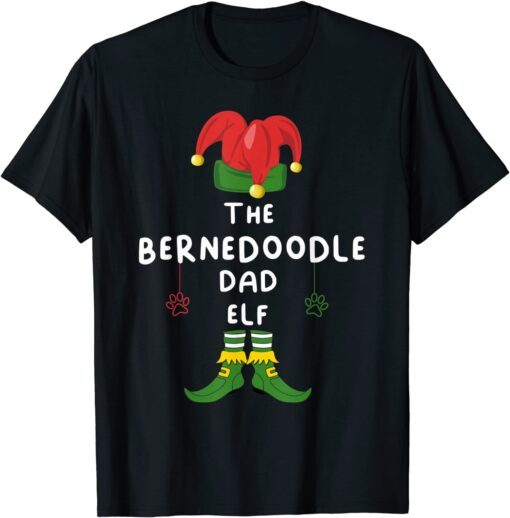 Bernedoodle Dad Dog Elf Group Matching Family Christmas Tee Shirt