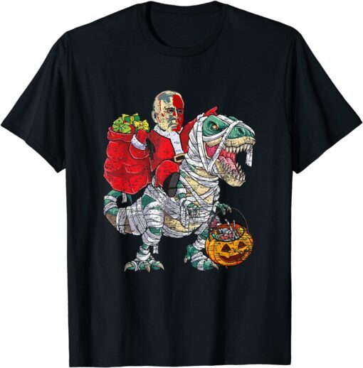 Biden Riding Dinosaur T rex Christmas Tee Shirt