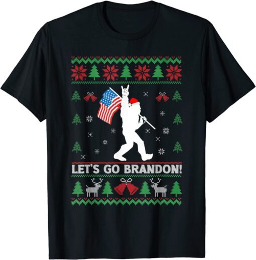 Bigfoot Let’s Go Branson Brandon Christmas Ugly Sweater Tee Shirt