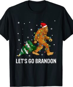 Bigfoot Sasquatch Christmas Squatching Lets Go Biden Brandon Tee Shirt