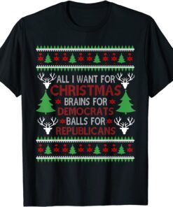 Brains For Democrat Balls For Republican Christmas Matching T-Shirt