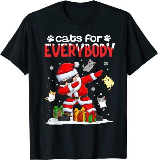 Cats For Everybody Christmas Dabbing Santa Cat Lover Tee Shirt