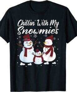 Chillin With My Snowmies Family Pajamas Buffalo Christmas Tee Shirt