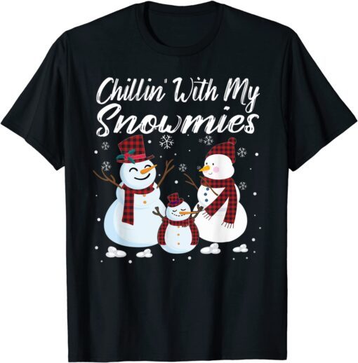 Chillin With My Snowmies Family Pajamas Buffalo Christmas Tee Shirt