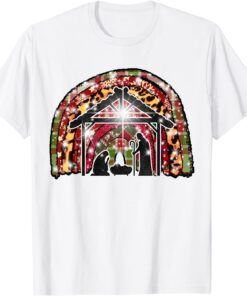 Christian Merry Christmas Xmas Buffalo Plaid Jesus Nativity Tee Shirt