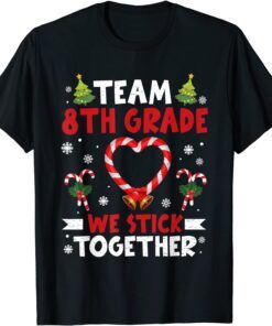 Christmas Candy Cane Heart Team 8th Grade Student Teacher Tee ShirtChristmas Candy Cane Heart Team 8th Grade Student Teacher Tee Shirt