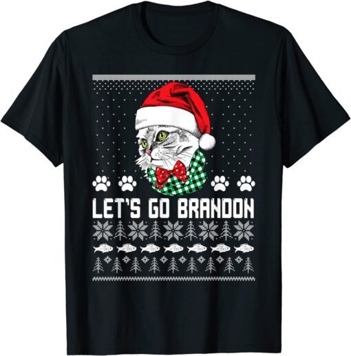 Christmas Cat,Let's Go Brandon Tee Shirt