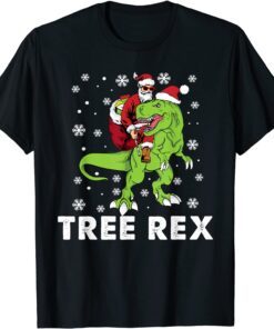 Christmas Dinosaur Tree Rex Pajamas Santa Tee Shirt