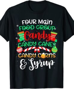 Christmas Four Main Food Groups Elf Buddy Xmas Pajamas Tee Shirt