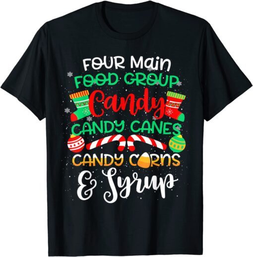 Christmas Four Main Food Groups Elf Buddy Xmas Pajamas Tee Shirt