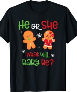 Christmas Gender Reveal He or She What Will Baby Be Tee Shirt