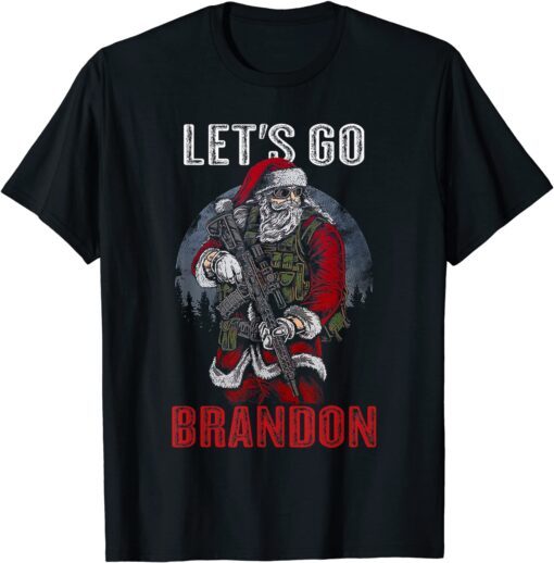 Christmas Let's Go Brandon Santa Claus Gun Xmas Tee ShirtChristmas Let's Go Brandon Santa Claus Gun Xmas Tee Shirt