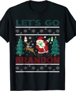 Christmas Let's Go Brandon Santa Dabbing Snowman Reindeer Tee Shirt