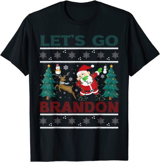 Christmas Let's Go Brandon Santa Dabbing Snowman Reindeer Tee Shirt