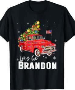 Christmas Let's Go Brandon Tee Truck Wagon Xmas Tree Holiday Tee Shirt