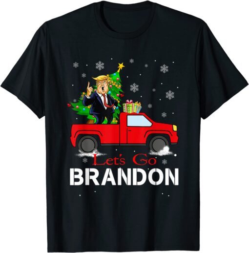 Christmas Let's Go Branson Brandon Tee Truck Wagon Xmas Tree Tee Shirt