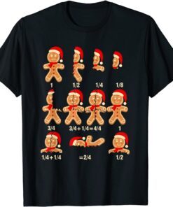 Christmas Math Teacher Equation Gingerbread With Santa Hat T-Shirt