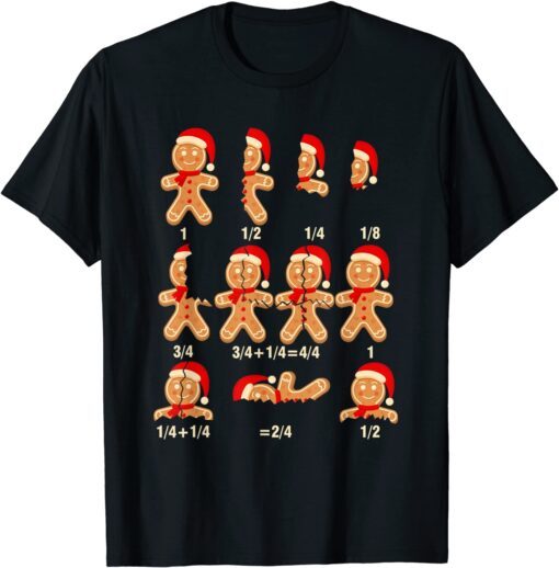 Christmas Math Teacher Equation Gingerbread With Santa Hat T-Shirt