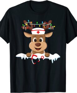 Christmas Nurse Love NICU RN ER Santa Reindeer Nurse Hat Elf T-Shirt