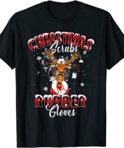 Christmas Reindeer Nurse Buffalo Plaid NICU RN ER Nurse Tee Shirt