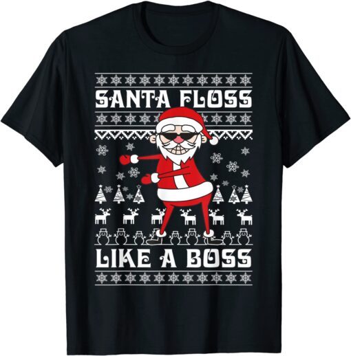 Christmas Santa Claus Floss Like A Boss X-mas Tee Shirt