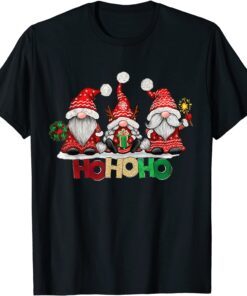 Christmas Santa Three Gnomies Hohoho Buffalo Gnome Tee Shirt