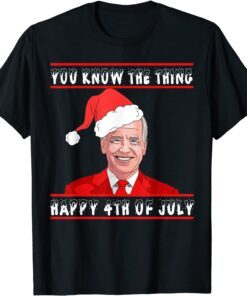 Christmas Ugly Happy 4th Of July Christmas Joe Biden Tee Shirt