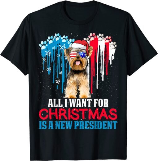 Christmas Yorkshire Terrier US Flag Sunglasses New President Tee Shirt