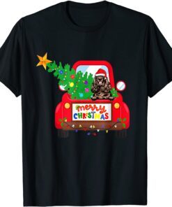 Cocker Spaniel Dog Riding Red Truck Christmas Pajama Tee Shirt