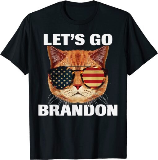 Cool Cat Lets Go Brandon, Cat US Sunglasses Let's Go Brandon T-Shirt