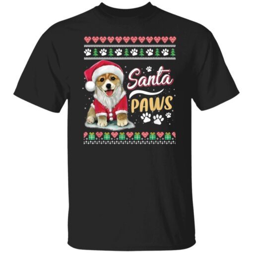 Corgi dog Santa Paws Christmas Tee shirt