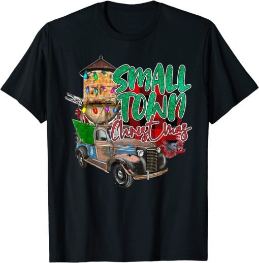 Country Farmer Life Small Town Christmas Red Vintage Truck T-Shirt