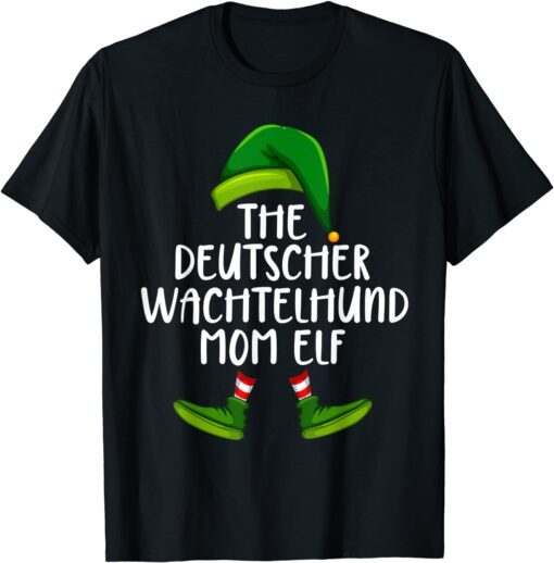 Deutscher Wachtelhund Mom Dog Elf Christmas Pajama T-Shirt