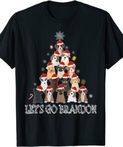 Dog Lover Christmas Tree Let's Go Branson Brandon Meme Tee Shirt