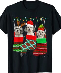 Dog Shih Tzu Christmas Socks Xmas Pajama Pet Puppy Tee Shirt