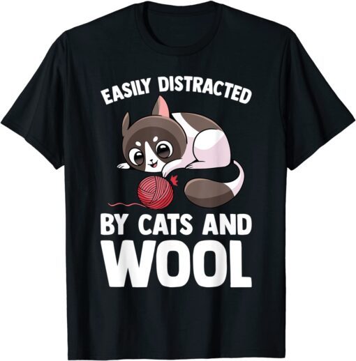 Easily Distracted By Cats And Wool - Japanese Kitten Kawaii Tee ShirtEasily Distracted By Cats And Wool - Japanese Kitten Kawaii Tee Shirt