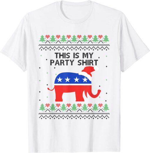 Elephant Republic This Is My Party Shirt Christmas Ugly Tee Shirt