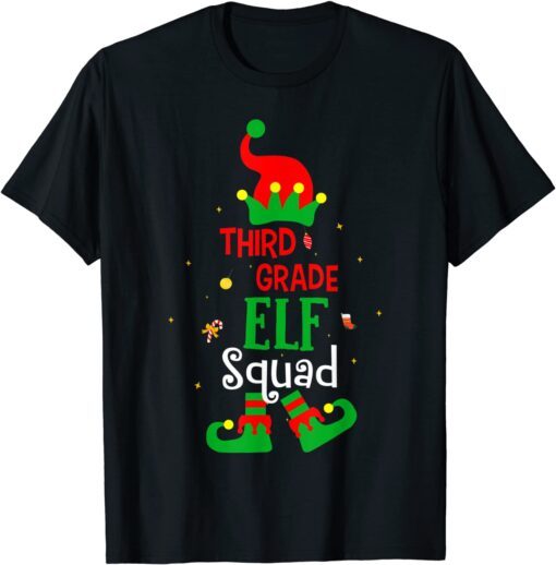 Elf Squad Third Grade Student Teacher Christmas Tee Shirt