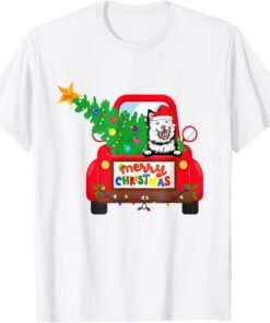 Finnish Lapphund Dog Riding Red Truck Christmas Pajama Tee Shirt